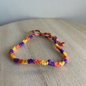 Delyth Bracelet, anklet, trendy, comfortable, tie, embroidery thread, woven, gif